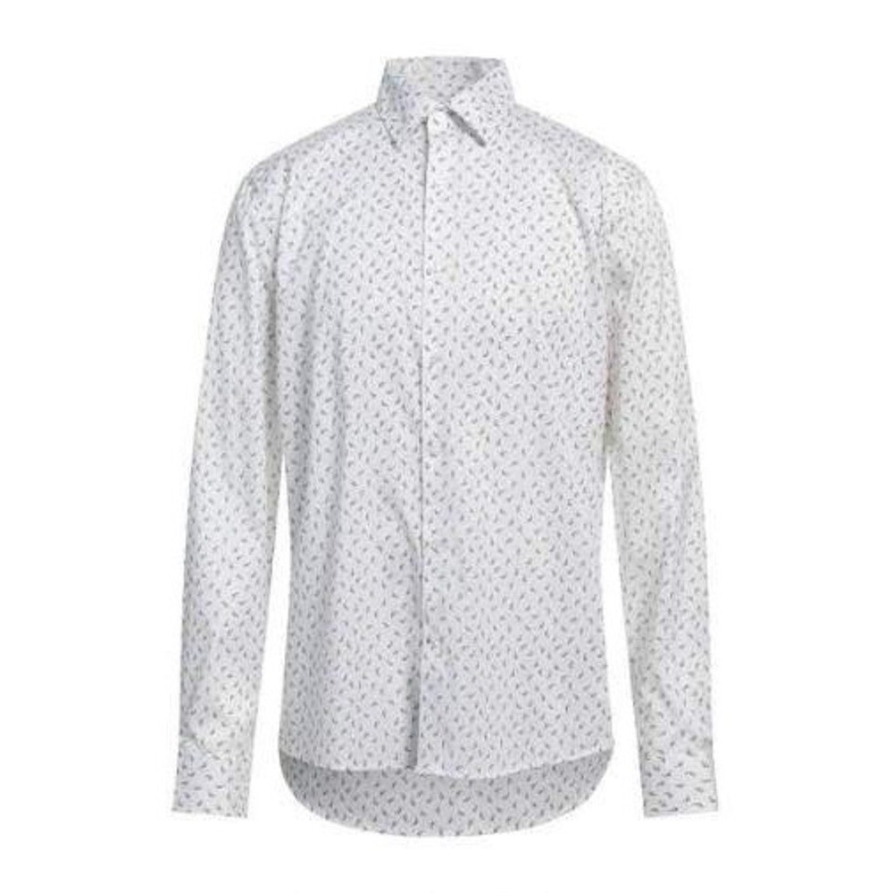 Michael Kors Slim Fit Dress Shirt Mens White Blue Dot Print Button Down Size M